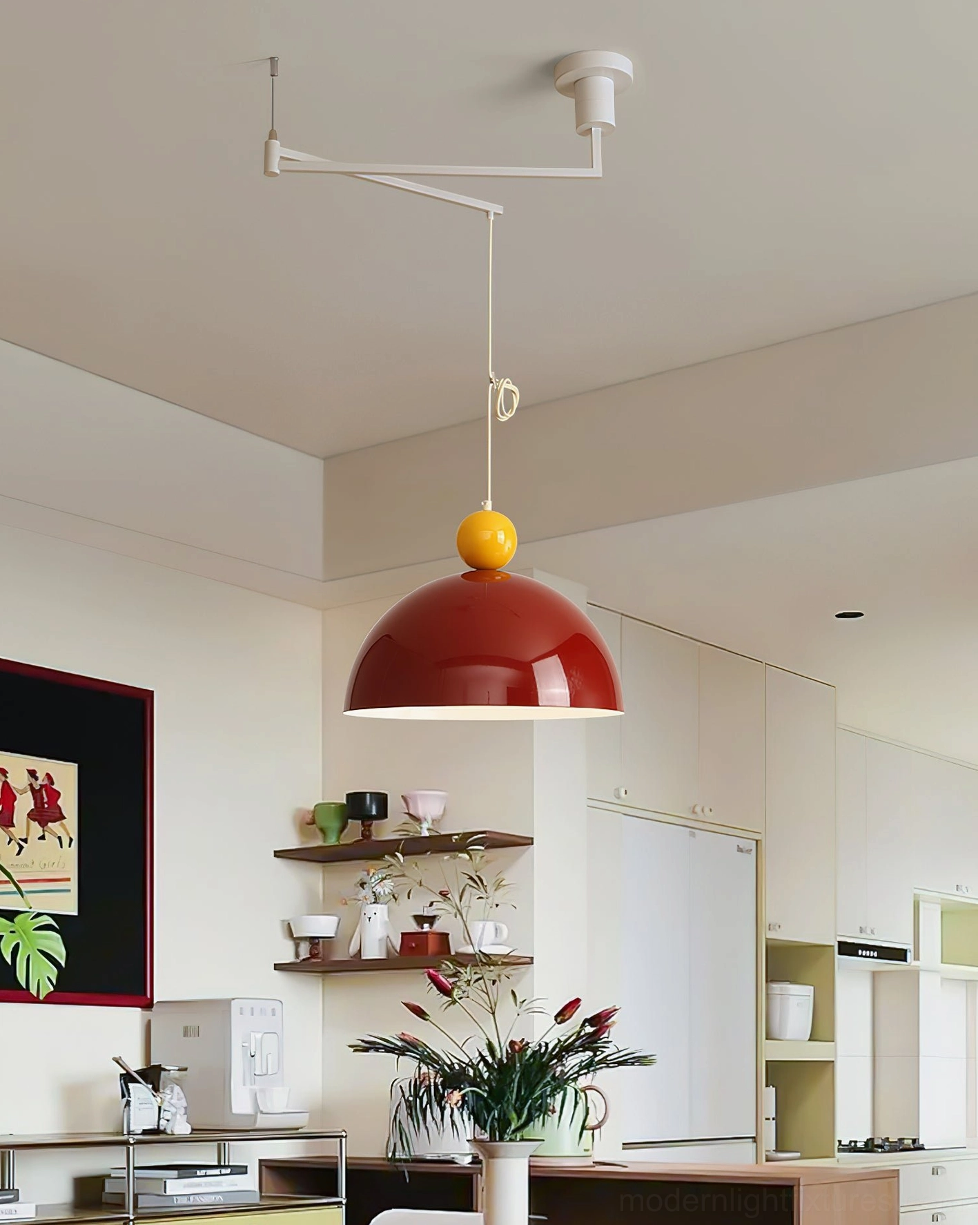 Dotto swing arm pendant lamp architectural lighting photography showing form and proportions
