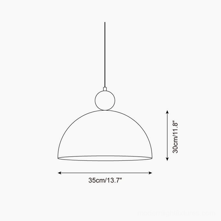 Dotto pendant lamp technical line drawing with dimension markings showing 35cm diameter and 30cm height specifications