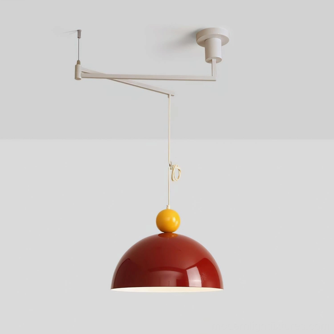 Modern swing arm dome pendant lamp color variants - red yellow beige green shade options