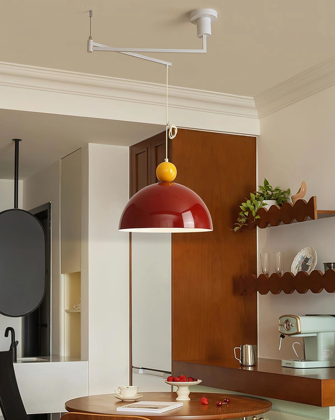 Dotto swing arm pendant light architectural product photography showing sculptural form and design details