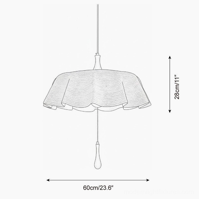 Drapelle pendant lamp technical specifications drawing with dimensions 60cm diameter and 28cm height