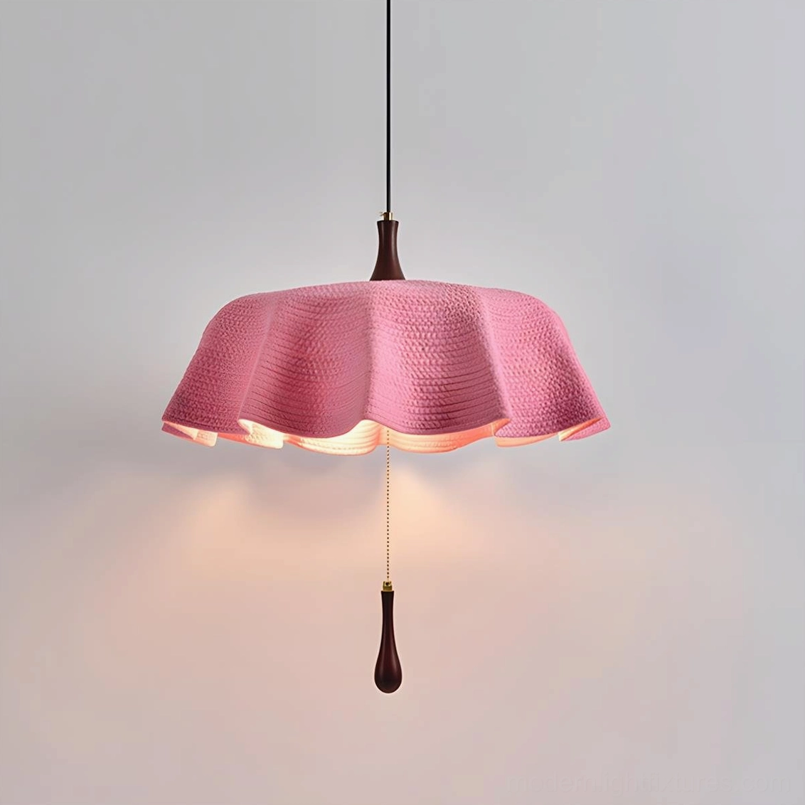 Drapelle woven pendant lamp in walnut color and pink colorway options comparison