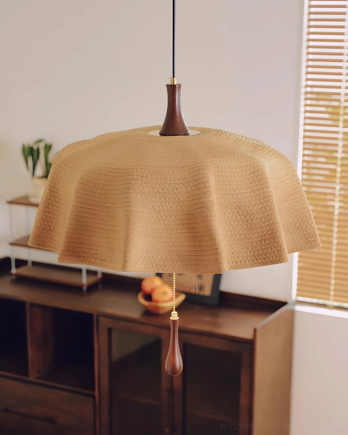 Drapelle pleated fabric pendant lamp sculptural form and ripple effect design feature