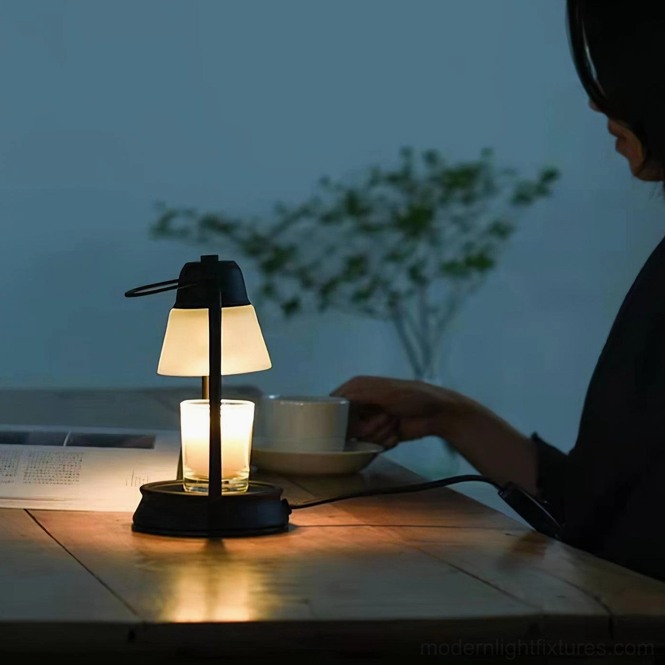 Halogen candle warmer lamp side view dining table pillar candle warm lighting
