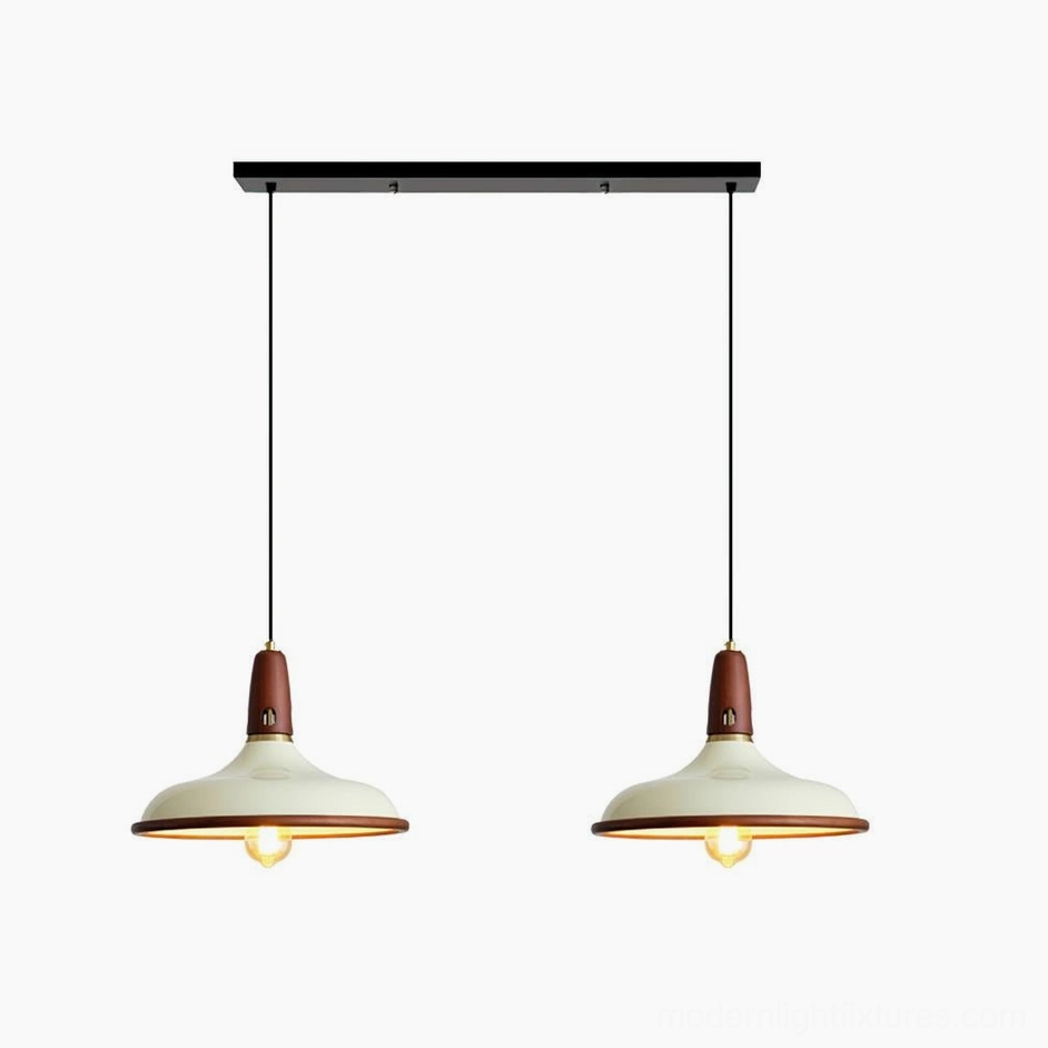 Dual-head Marvic pendant light 2 heads Walnut Color and Beige 100cm bar 150cm drop height