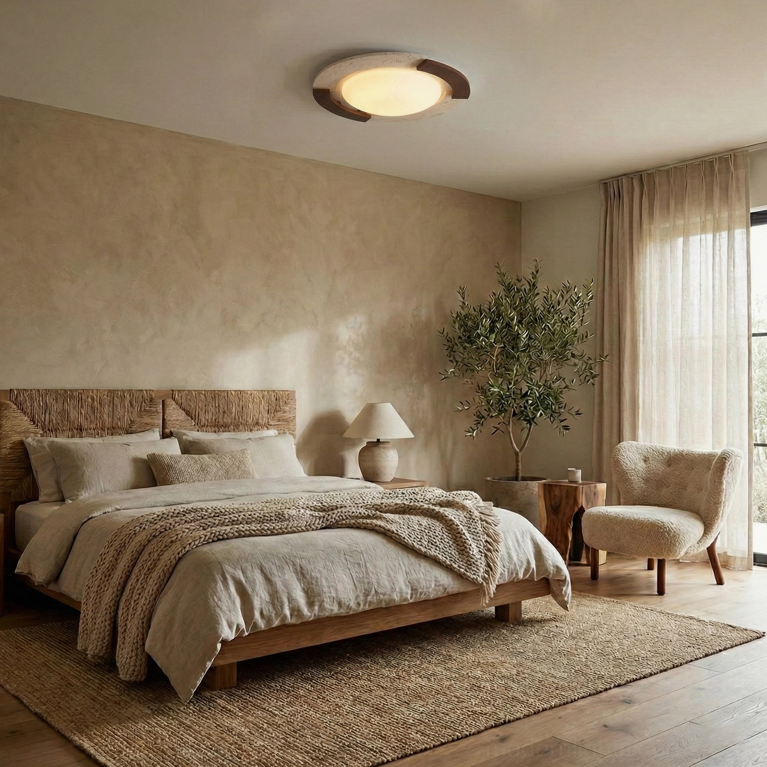 Eclora modern flush mount ceiling light showing integrated LED warm white performance
