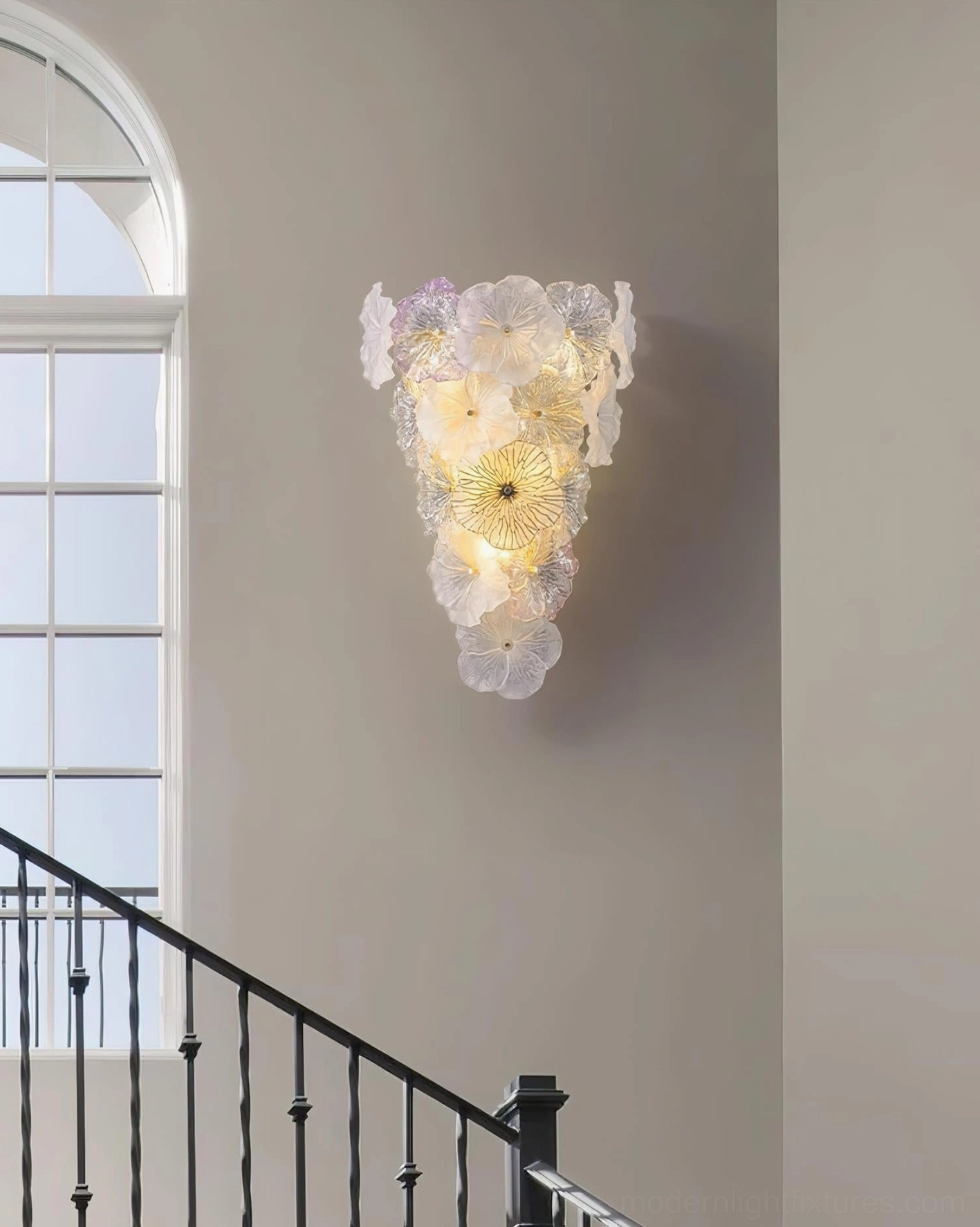 Elaria contemporary wall sconce nature-inspired glass flowers ambient illumination