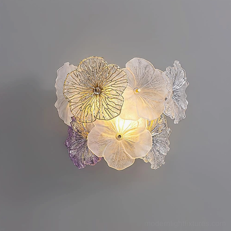 Elaria floral wall lamp crystalline glass clarity gradient pastels design