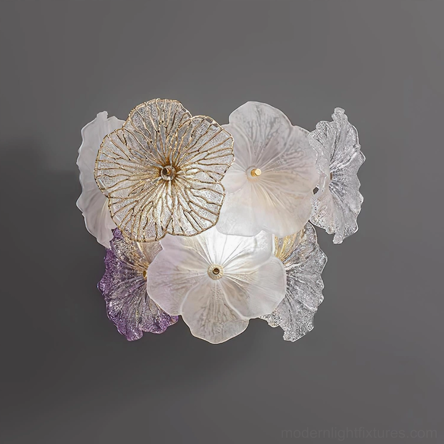 Elaria botanical glass wall sconce premium metal body crafted petals