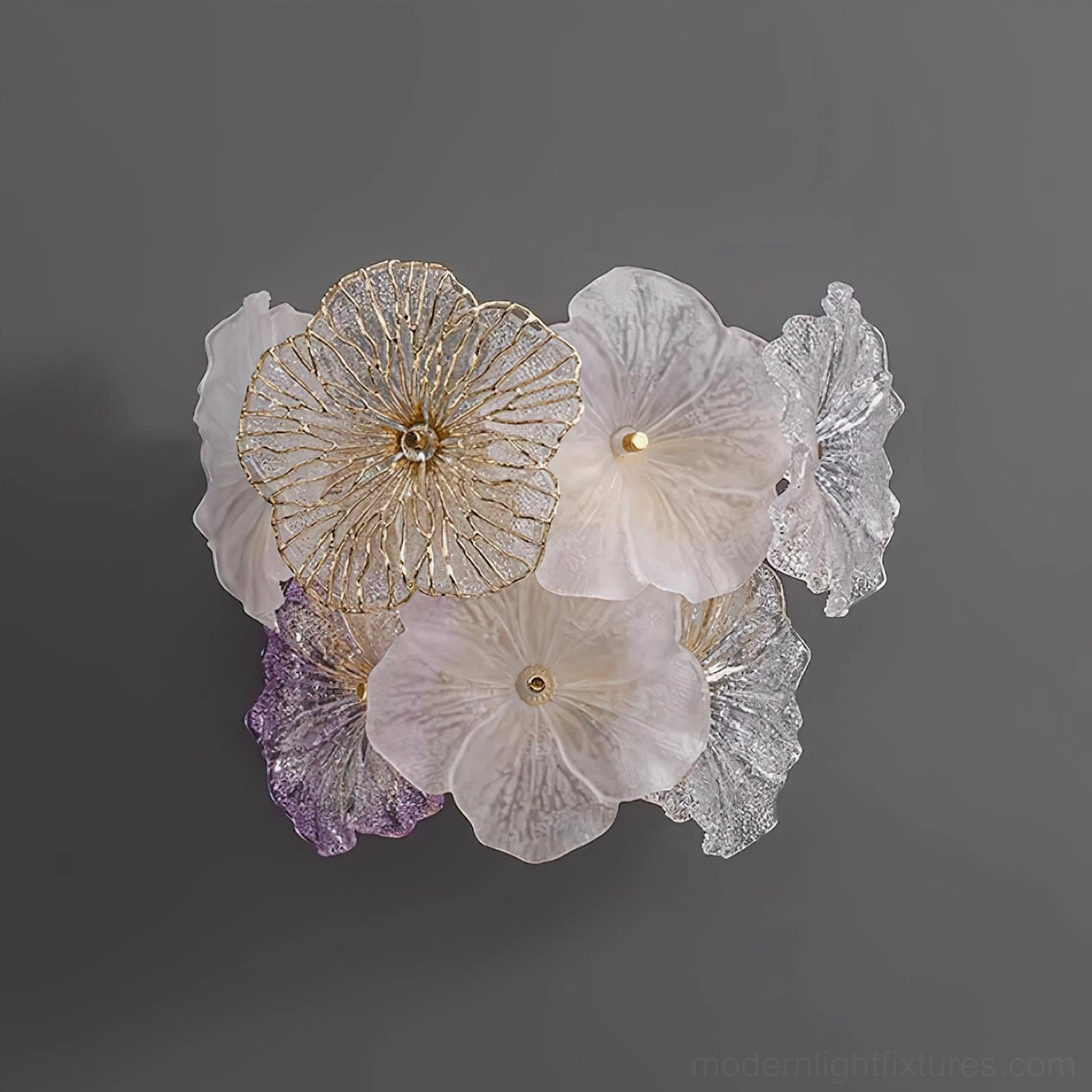 Elaria purple clear compact wall sconce 32cm width elegant botanical design