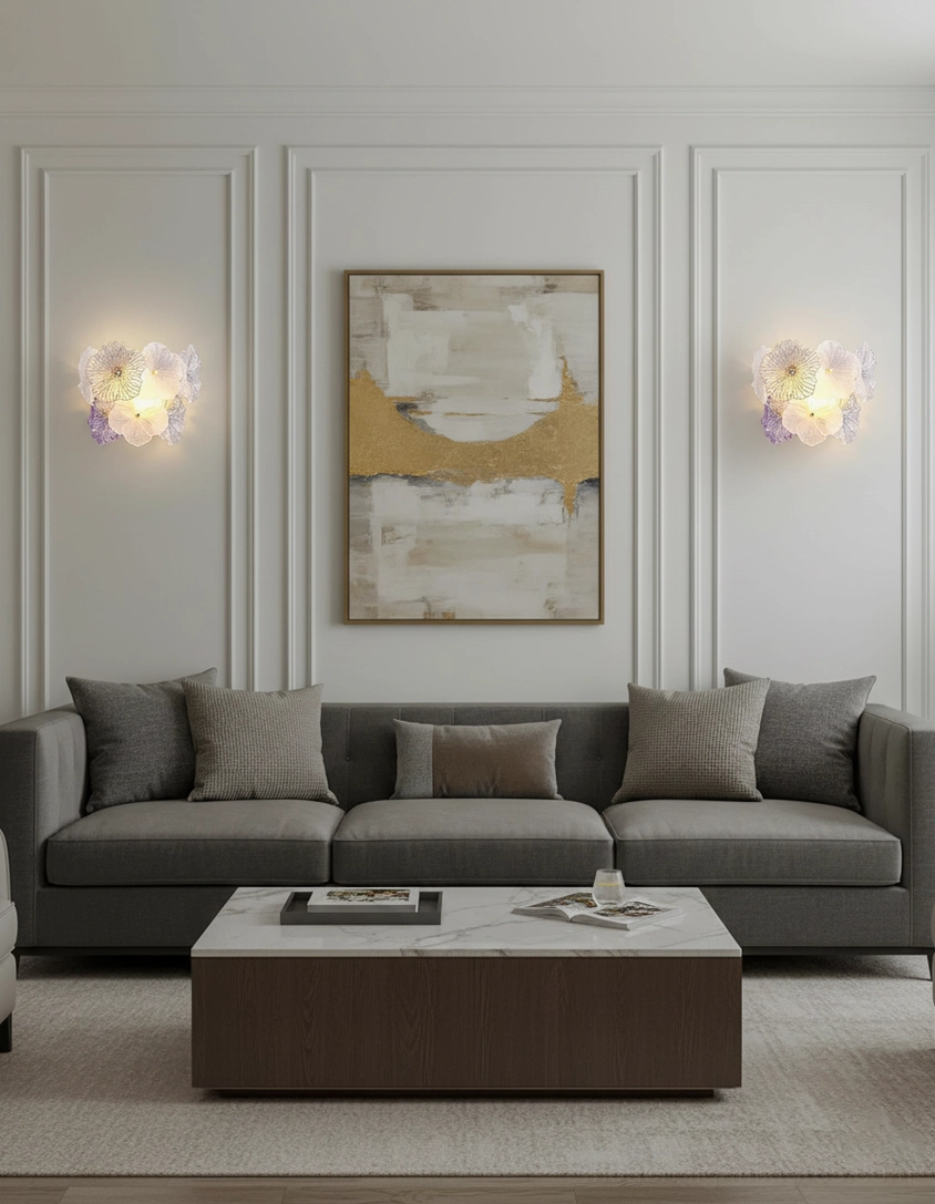 Elaria modern wall sconce artistic glass flowers sculptural three-dimensional design