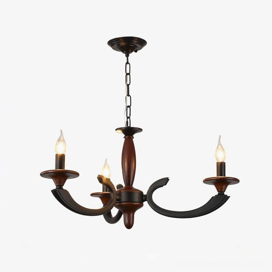 Eldric 3-head compact chandelier black and walnut color versatile sizing option