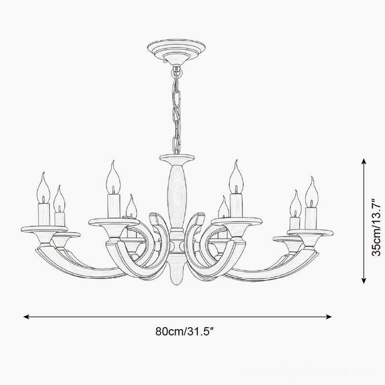 Eldric chandelier 10-head technical drawing orthographic view 80cm diameter specifications