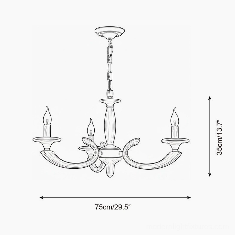 Eldric chandelier technical drawing orthographic front view specifications 75cm diameter 35cm height