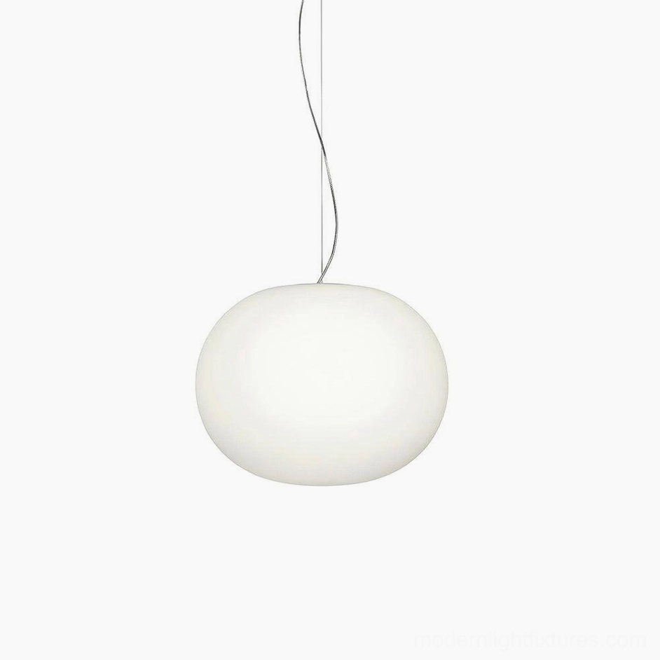 Frosted white glass sphere pendant light - elegant minimalist pendant fixture for modern interior design