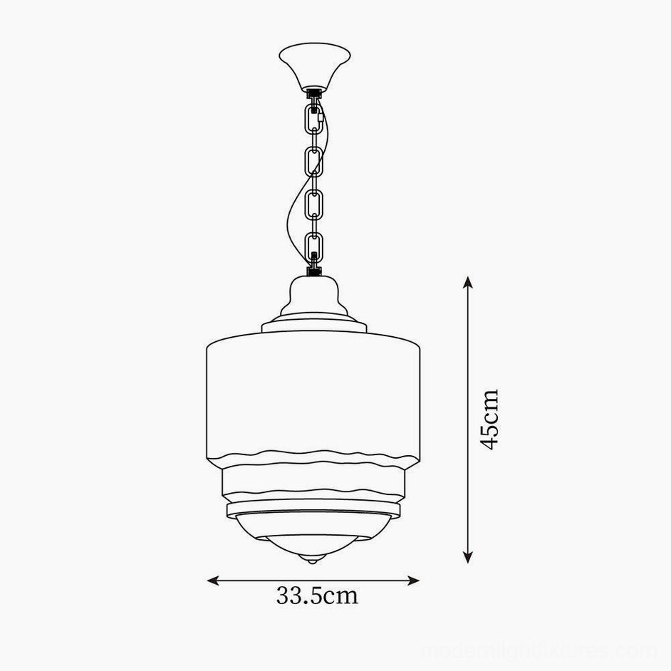 Elena Pendant Light Technical Drawing - Orthographic Schematic with Dimension Specifications