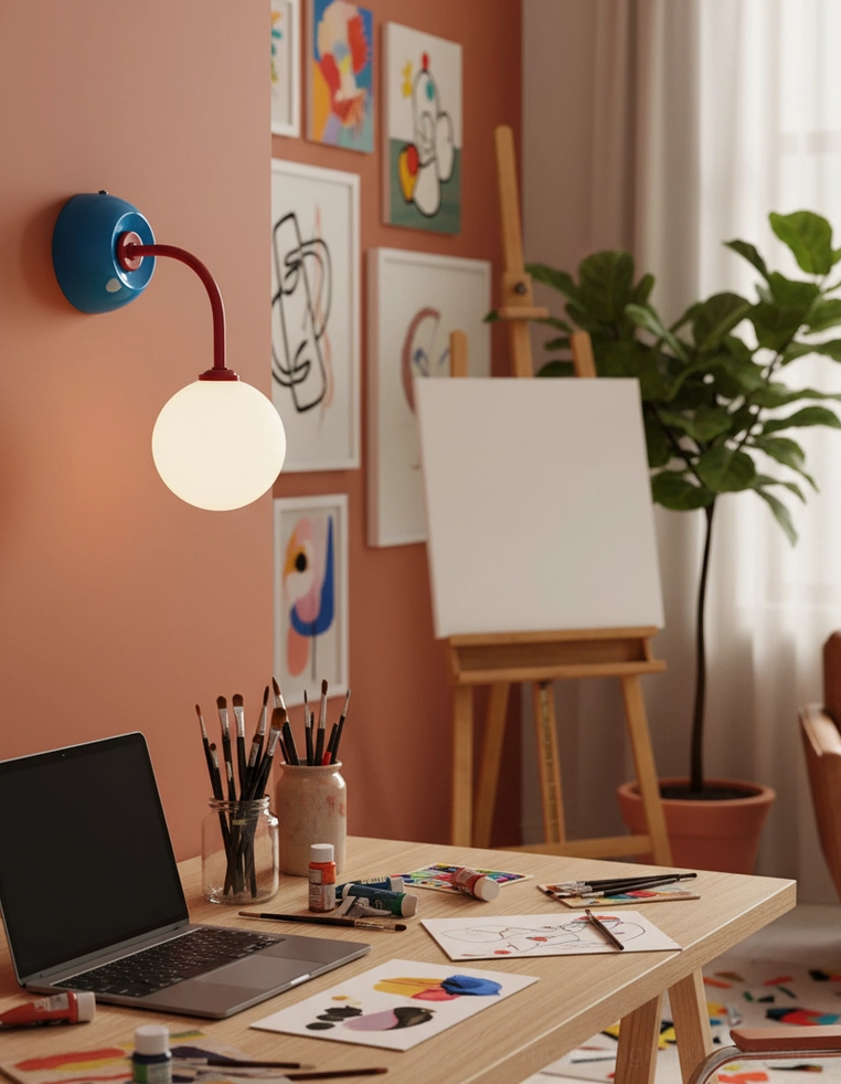 Elio wall sconce mid-century modern style with spherical frosted shade and elegant mounting