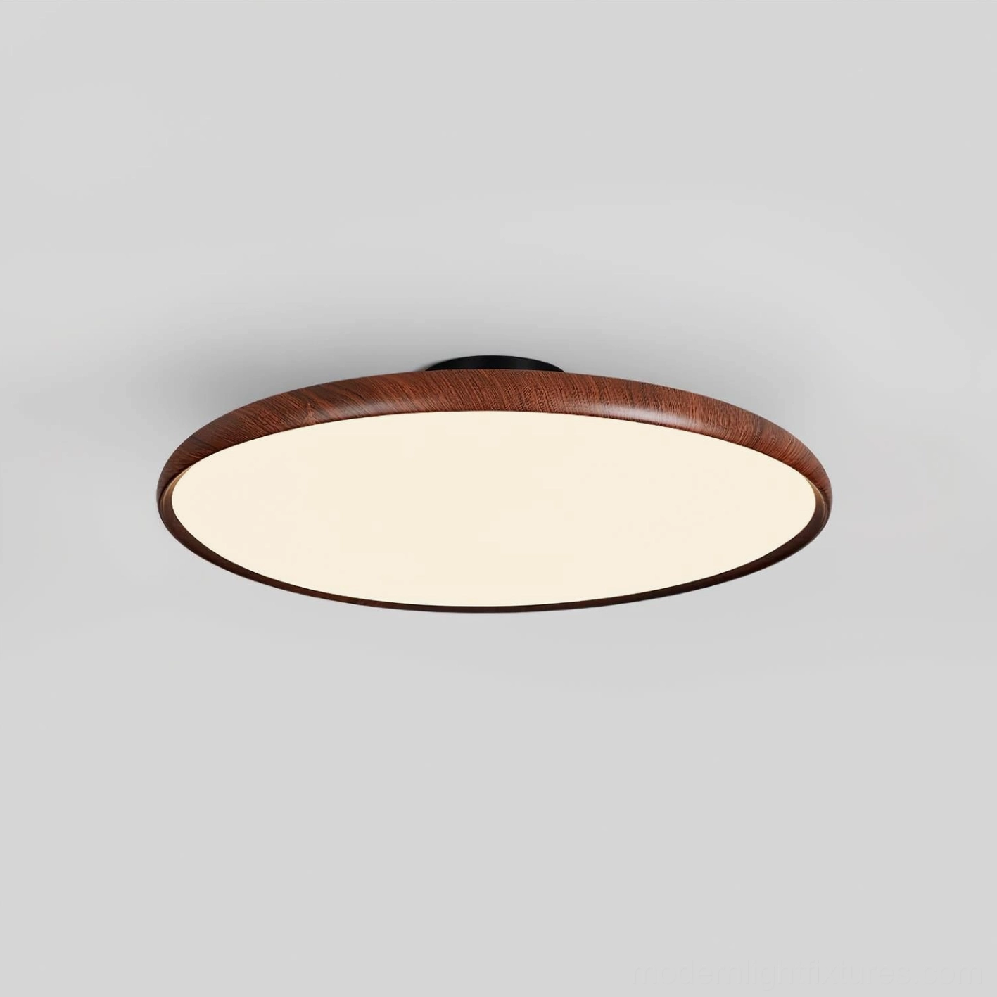 Ellos wood-grain metal frame ceiling light showing water transfer print finish quality