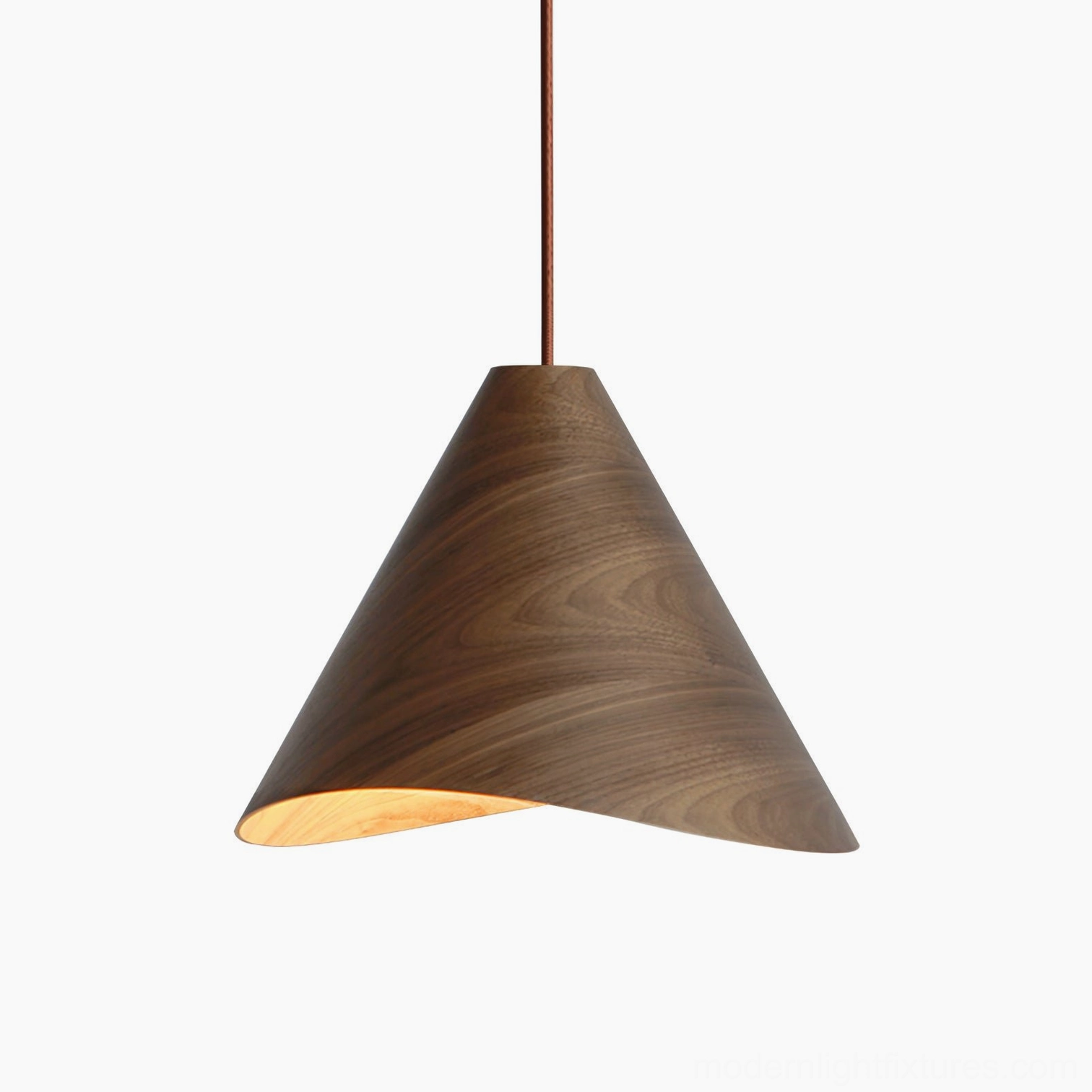 Elmira wooden pendant light showing adjustable suspension wire and installation hardware setup detail