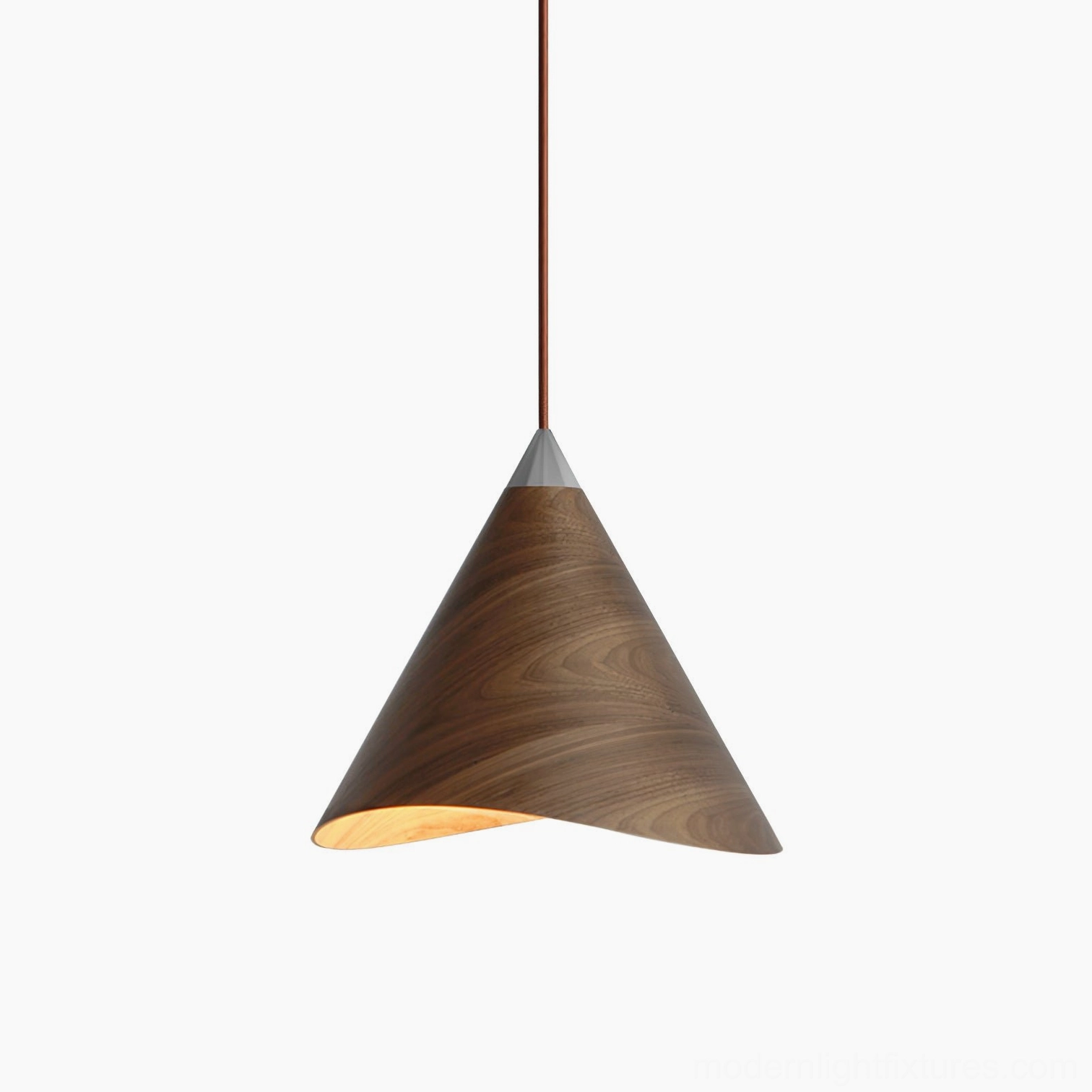 Elmira wooden cone pendant light with dimmer control warm mood lighting in bedroom accent installation