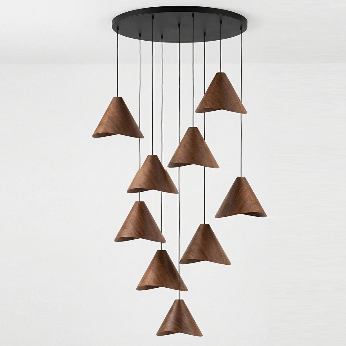 Elmira wooden pendant light dual-head arrangement above contemporary accent table modern interior design