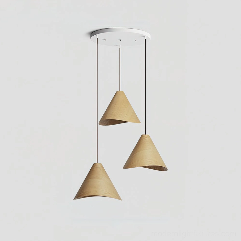 Elmira wooden pendant light in japandi wabi-sabi interior with natural wood and organic aesthetic
