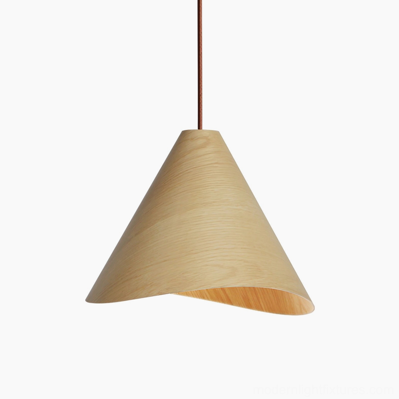 Elmira wooden cone pendant light in open concept living room creating warm ambient zone lighting