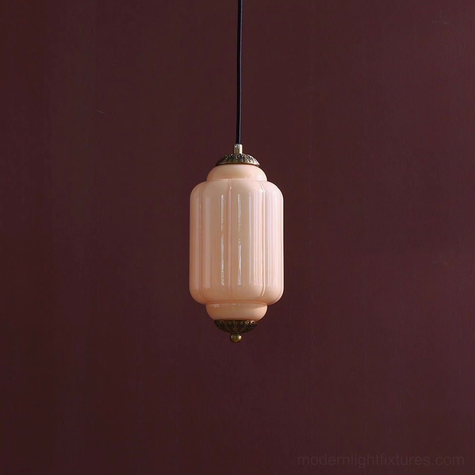 Eloise milky apricot fluted glass pendant light warm atmospheric fixture