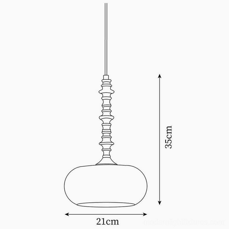 Eloise large pendant light design blueprint showing 35cm total height and 21cm shade diameter