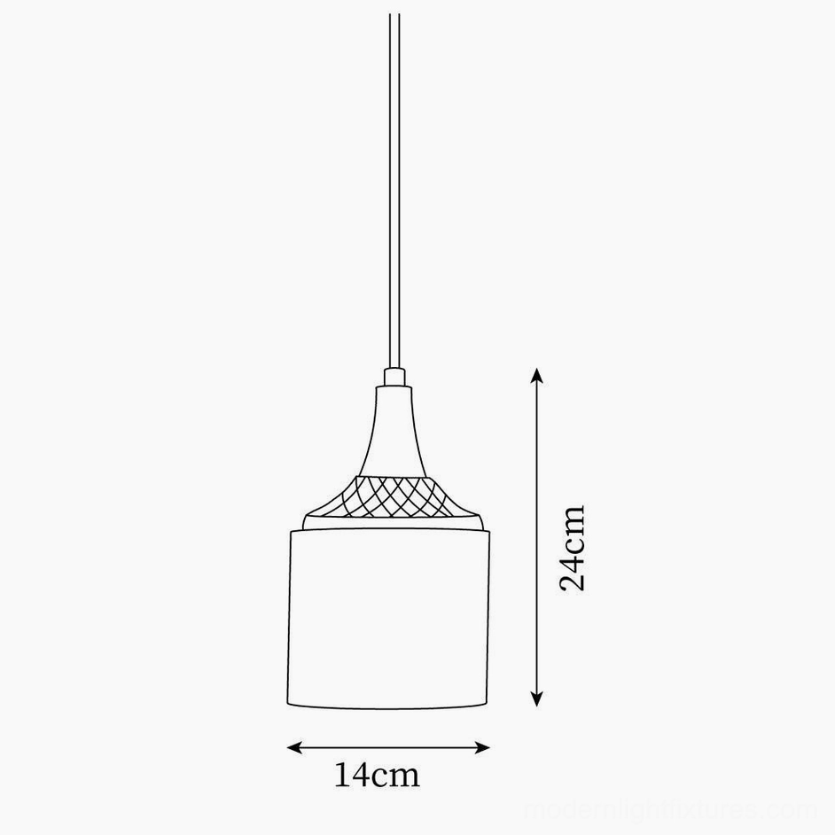 Eloise pendant lamp technical drawing orthographic view with 24cm height and 14cm width specifications