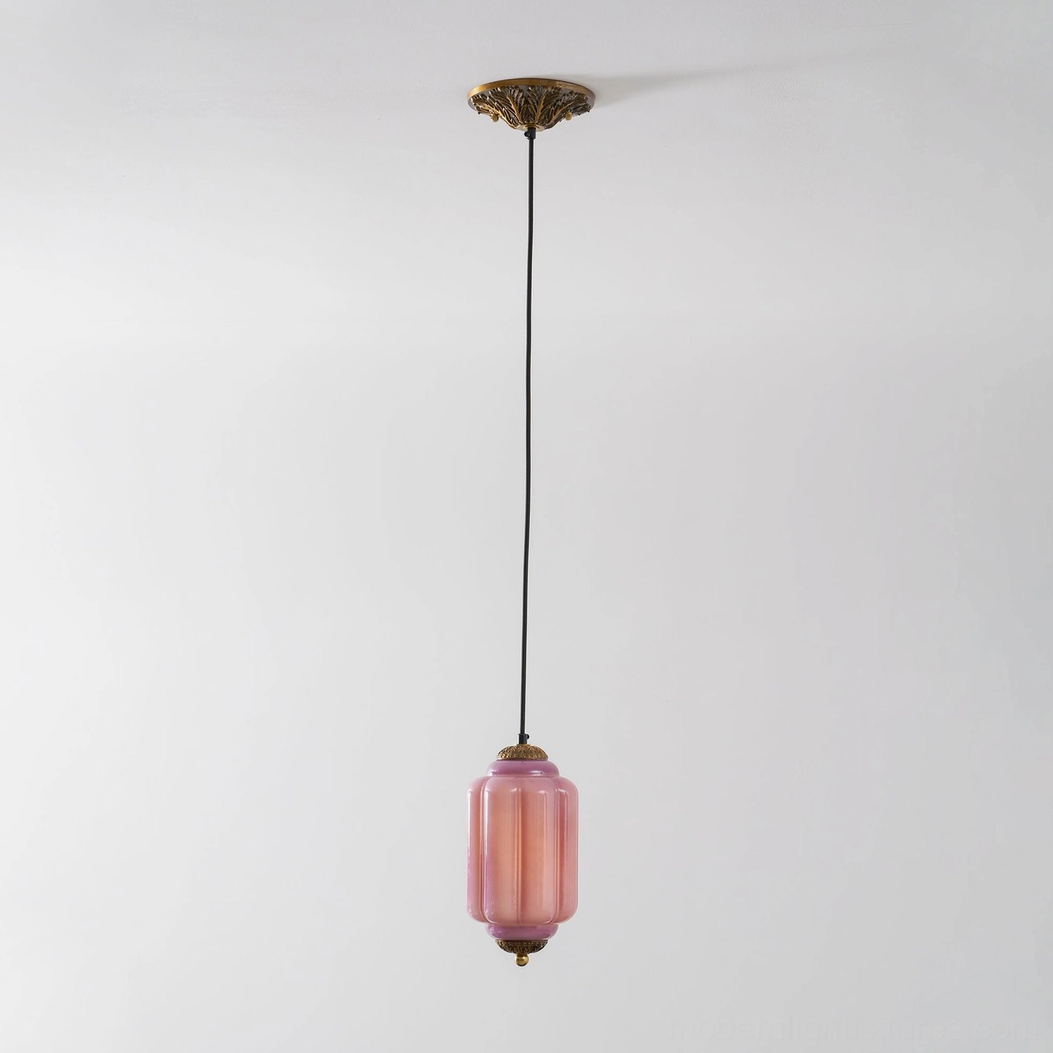 Glass shade pendant lamp fixture assembly detail