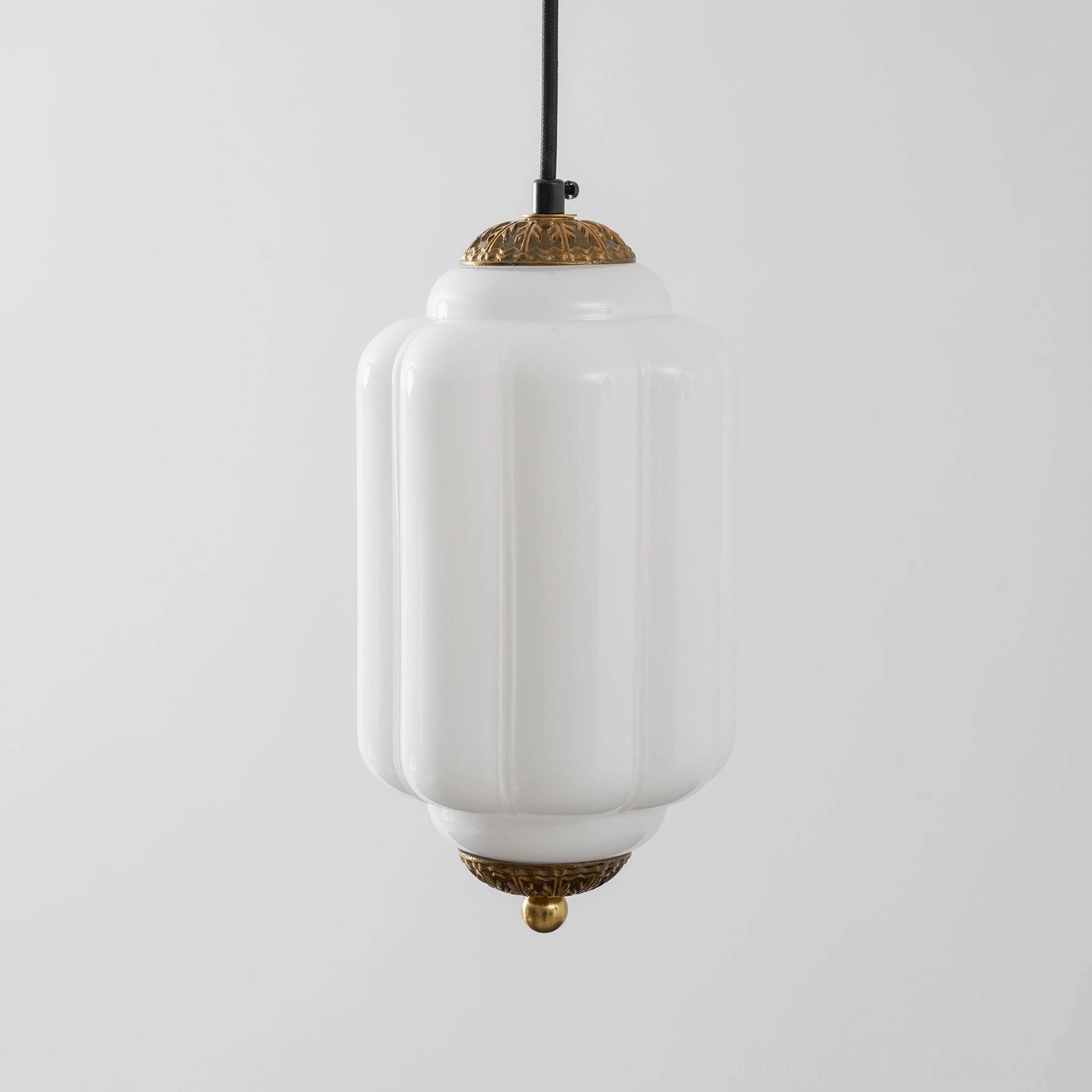 Glass pendant lamp wire connector fixture component detail