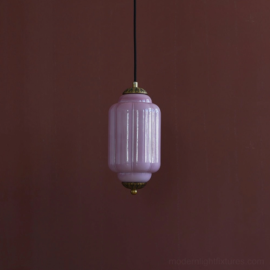 Eloise purple ribbed glass pendant lamp vintage inspired dining light