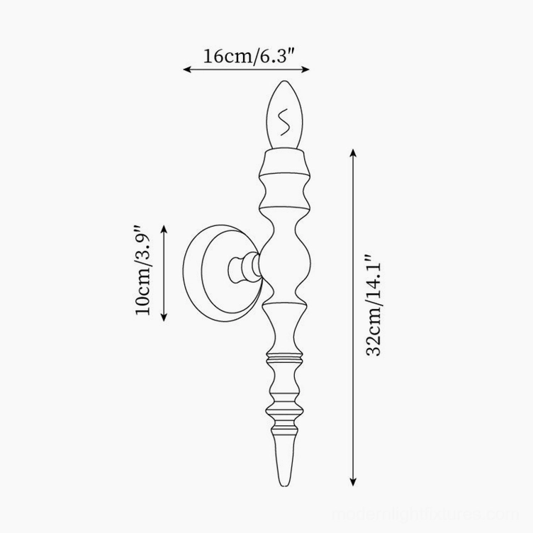 Eloise wood wall sconce technical dimension drawing orthographic specification illustration