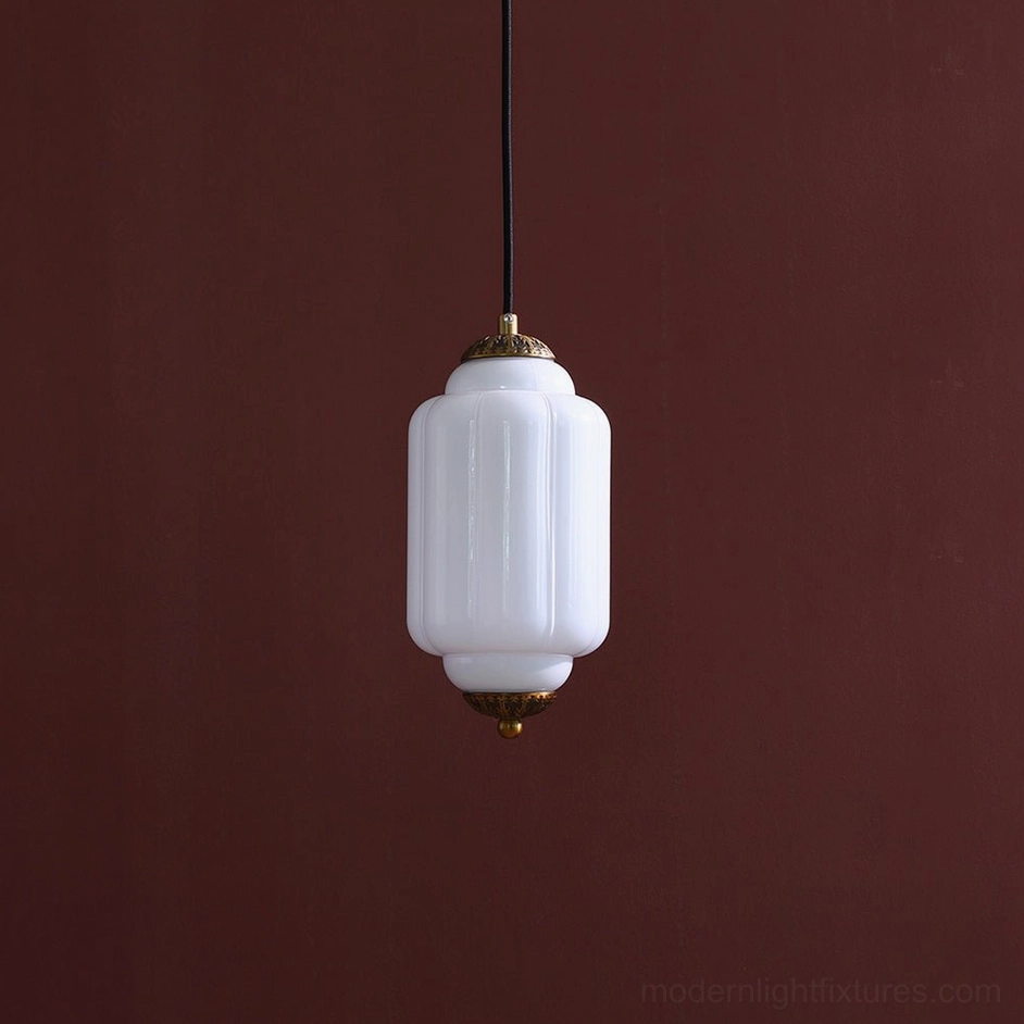 Eloise white cylindrical fluted glass pendant light minimalist design