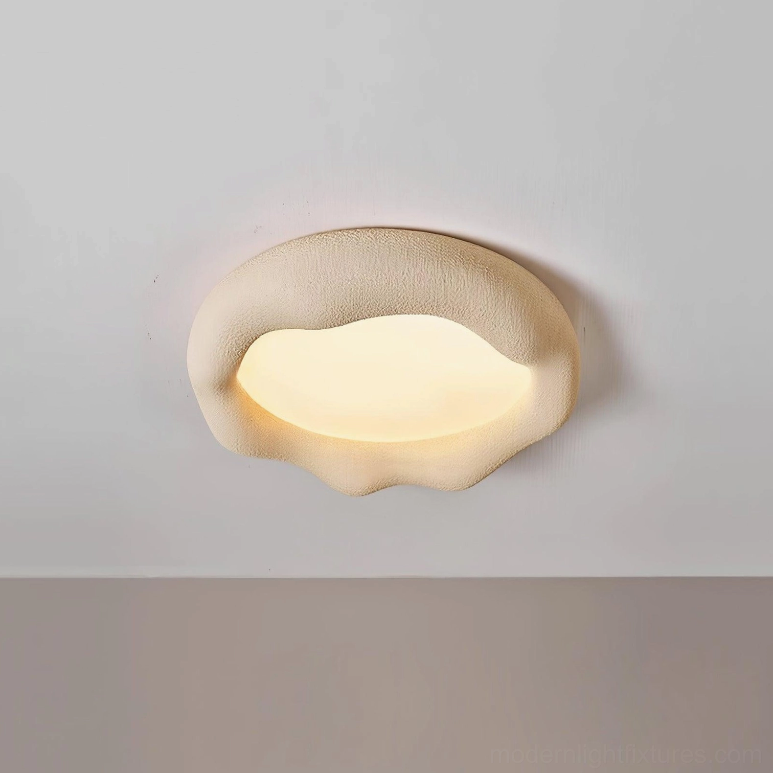 Brown cloud ceiling light fixture living room ambient lighting design aesthetic