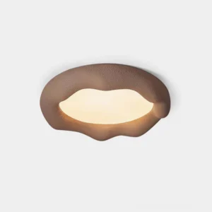Elsa cloud ceiling light with brown matte frame and irregular wabi-sabi design close-up detail