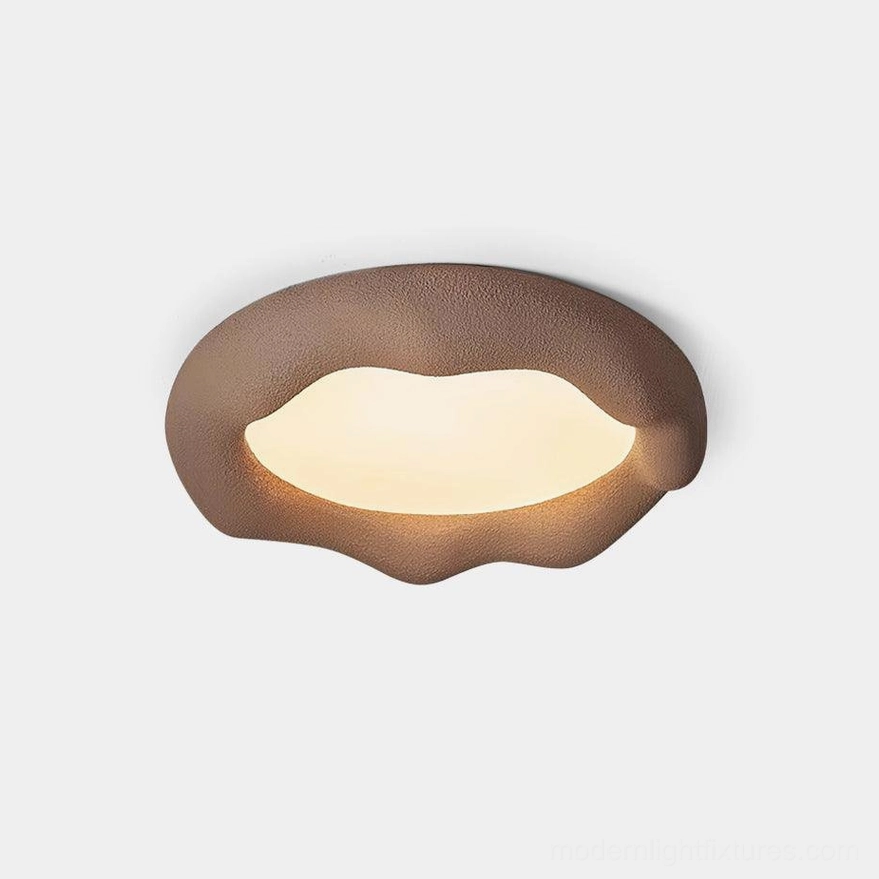 Elsa cloud ceiling light with brown matte frame and irregular wabi-sabi design close-up detail
