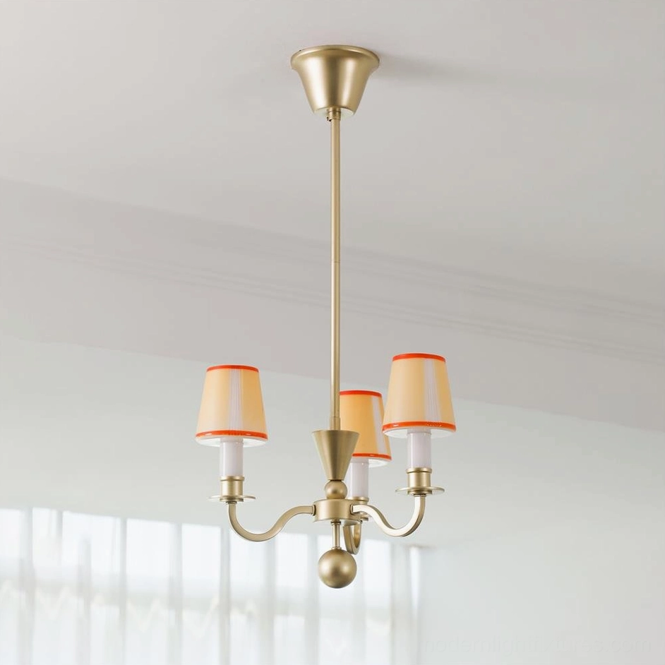 Elviera 3-head gold and yellow chandelier compact size perfect for bedroom or bathroom lighting