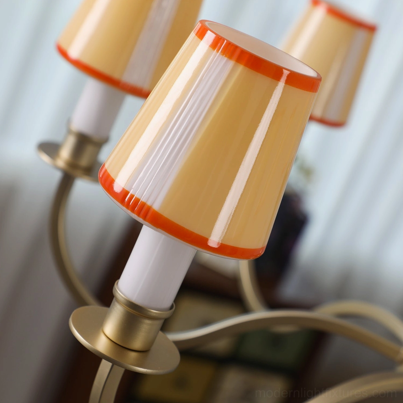 Elviera chandelier showing hanging rod and ceiling mount installation components