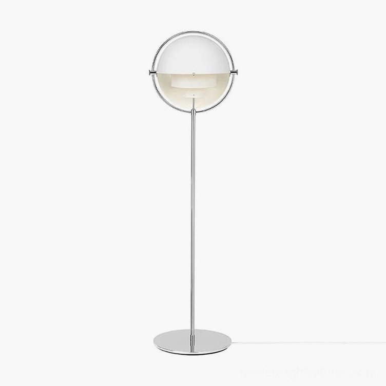 Elvira floor lamp Chrome and White finish option modern metal pole sphere lamp head