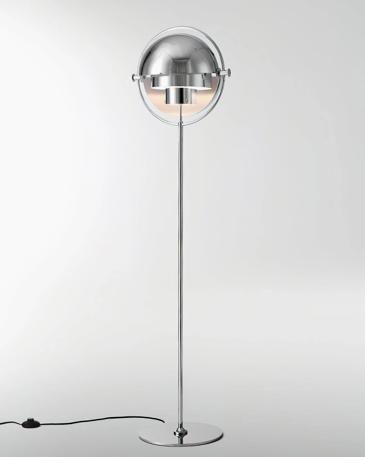 Elvira floor lamp multiple finish options gold chrome black white metal sphere lighting