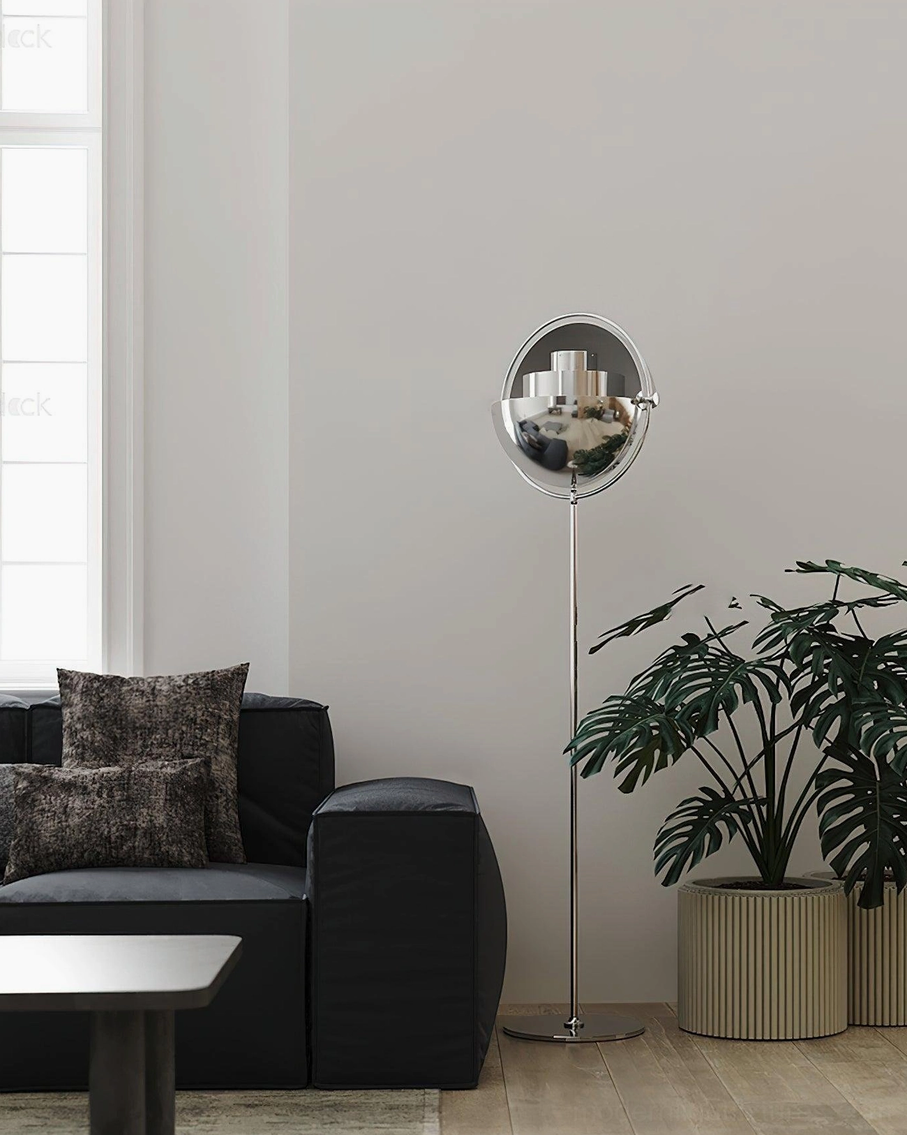Elvira minimalist floor lamp full height view showcasing 148cm elegant metal construction