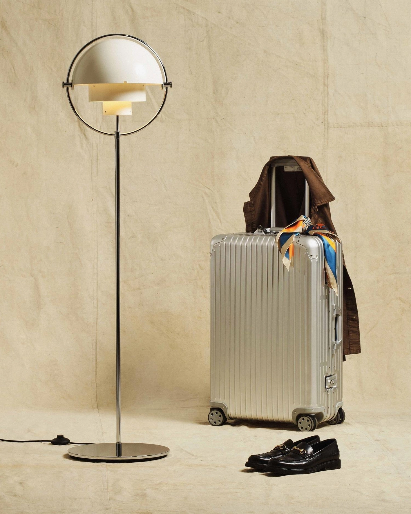 Elvira floor lamp in living space setting demonstrating versatile modern interior placement