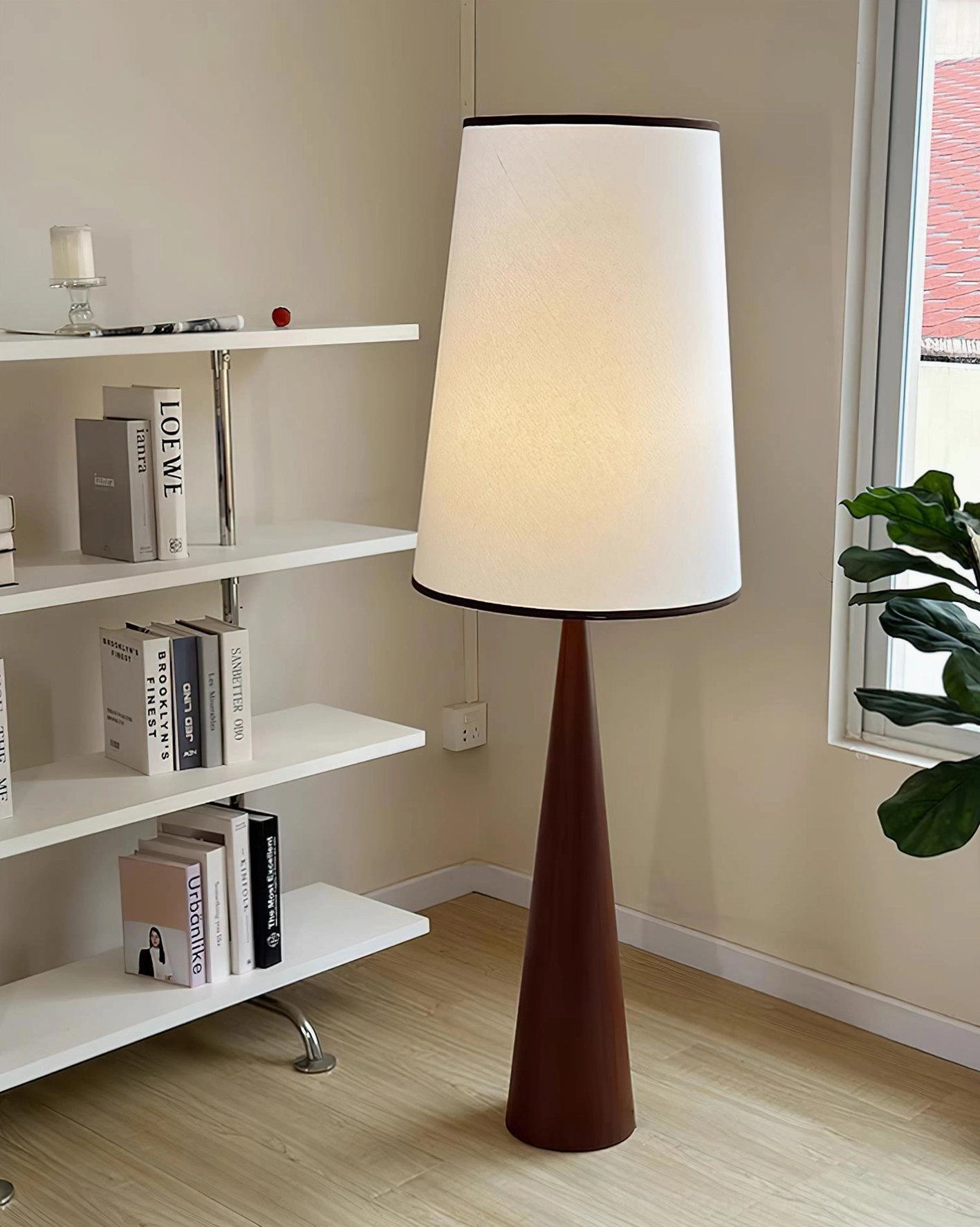 Ernest floor lamp available in walnut color wood finish option for modern homes