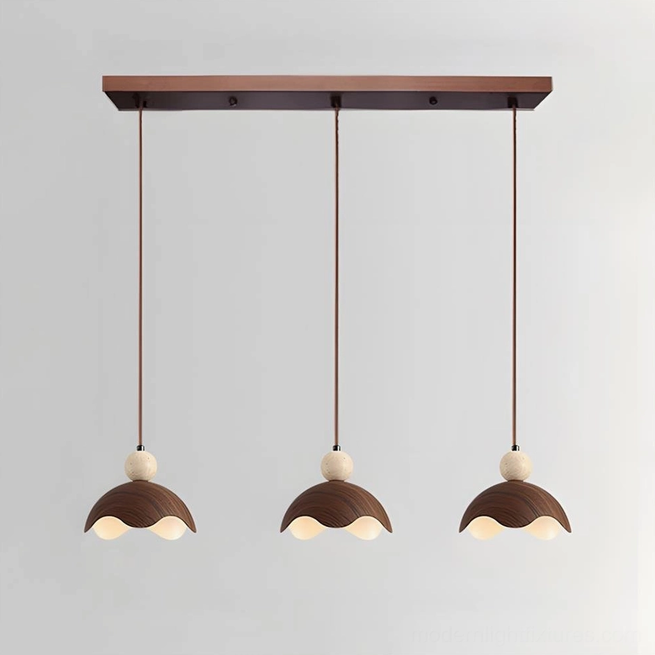 Three-head Eunoia Curve pendant cluster 80cm width, architectural view of multi-pendant modern fixture