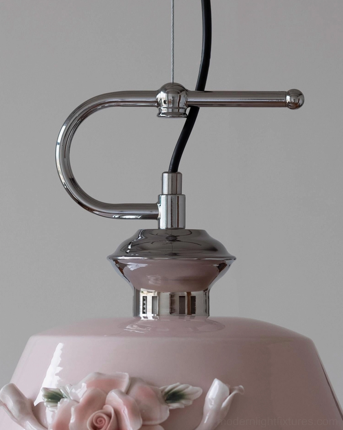 Evelisse pendant light ceramic shade with three-dimensional sculptured camellia flower and warm light diffusion quality