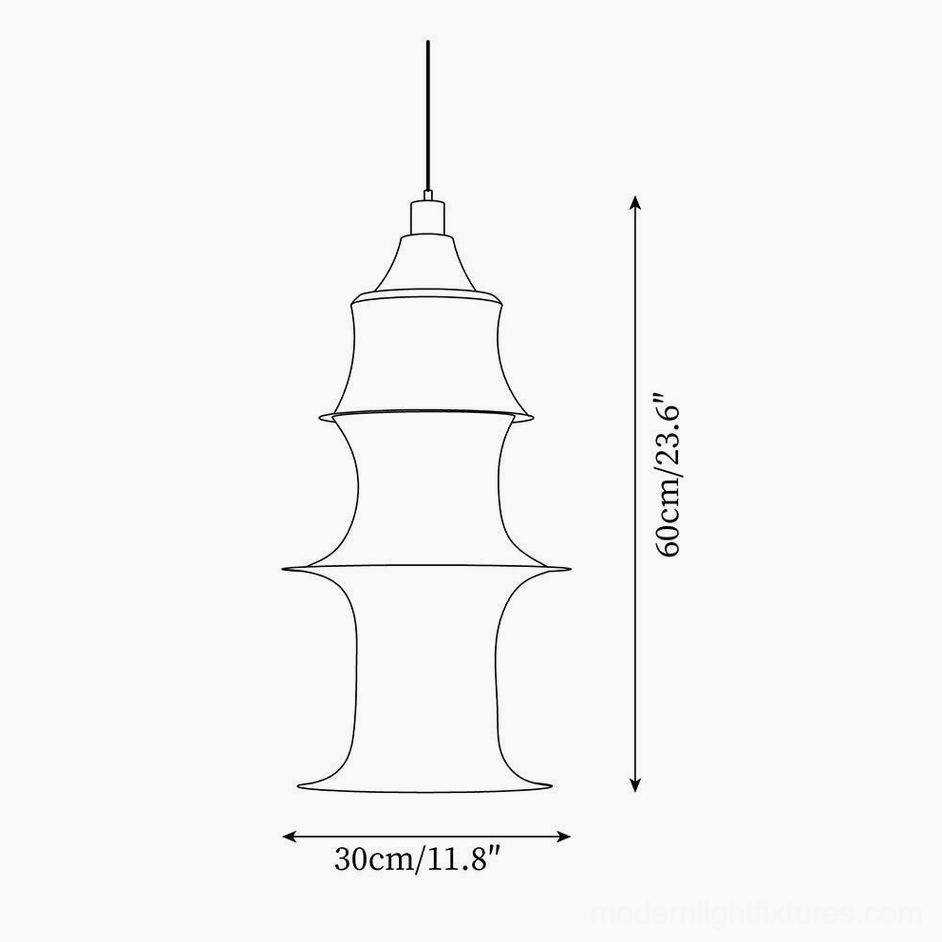 Extra large tiered pendant lamp technical drawing - 40cm diameter x 160cm height specifications