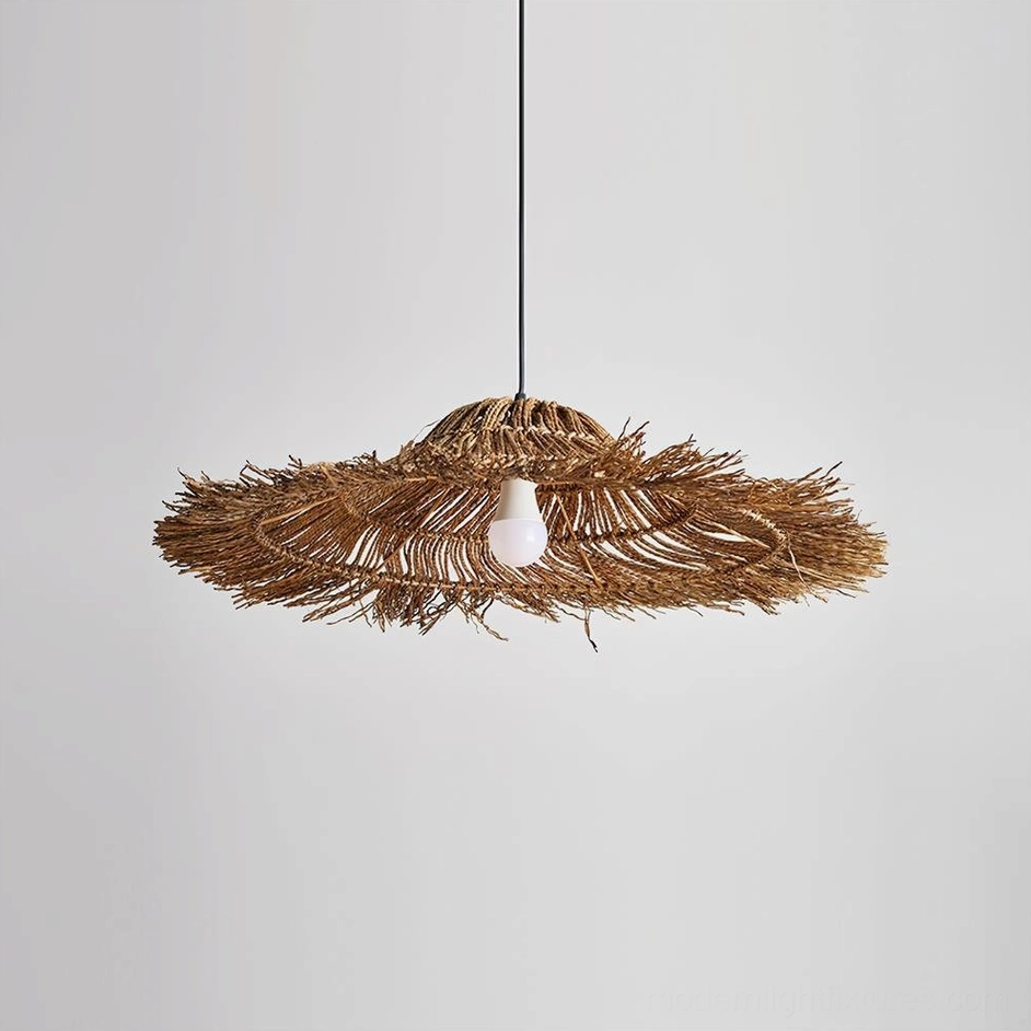 Extra small 50cm diameter natural rattan pendant light, compact boho pendant shade suitable for smaller dining areas