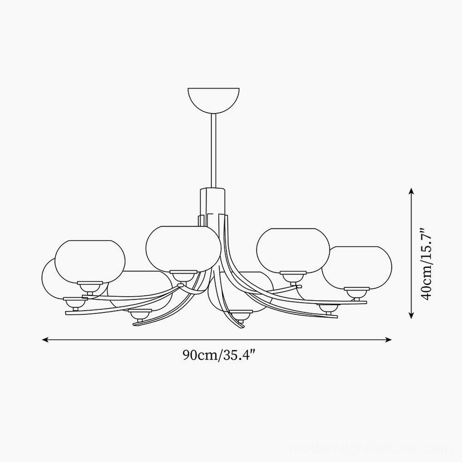 Fabio 8-head chandelier large format blueprint technical drawing 90cm diameter 35.4 inches